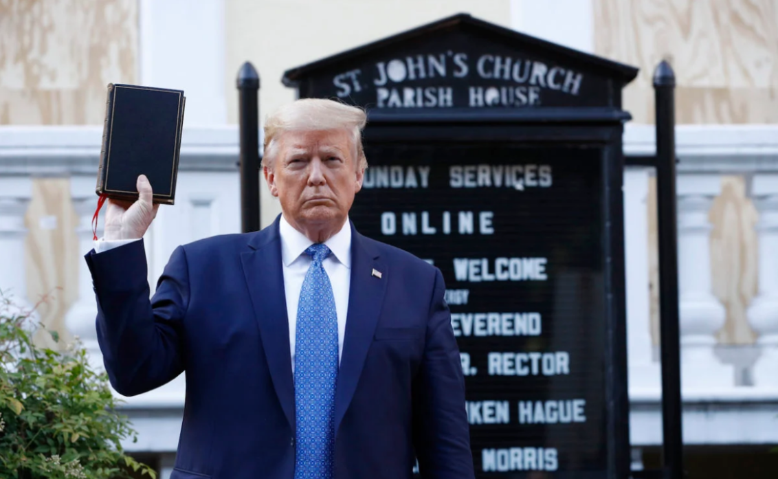 Donald Trump holding the Bible