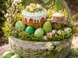 Великодній кошик в зелених тонах