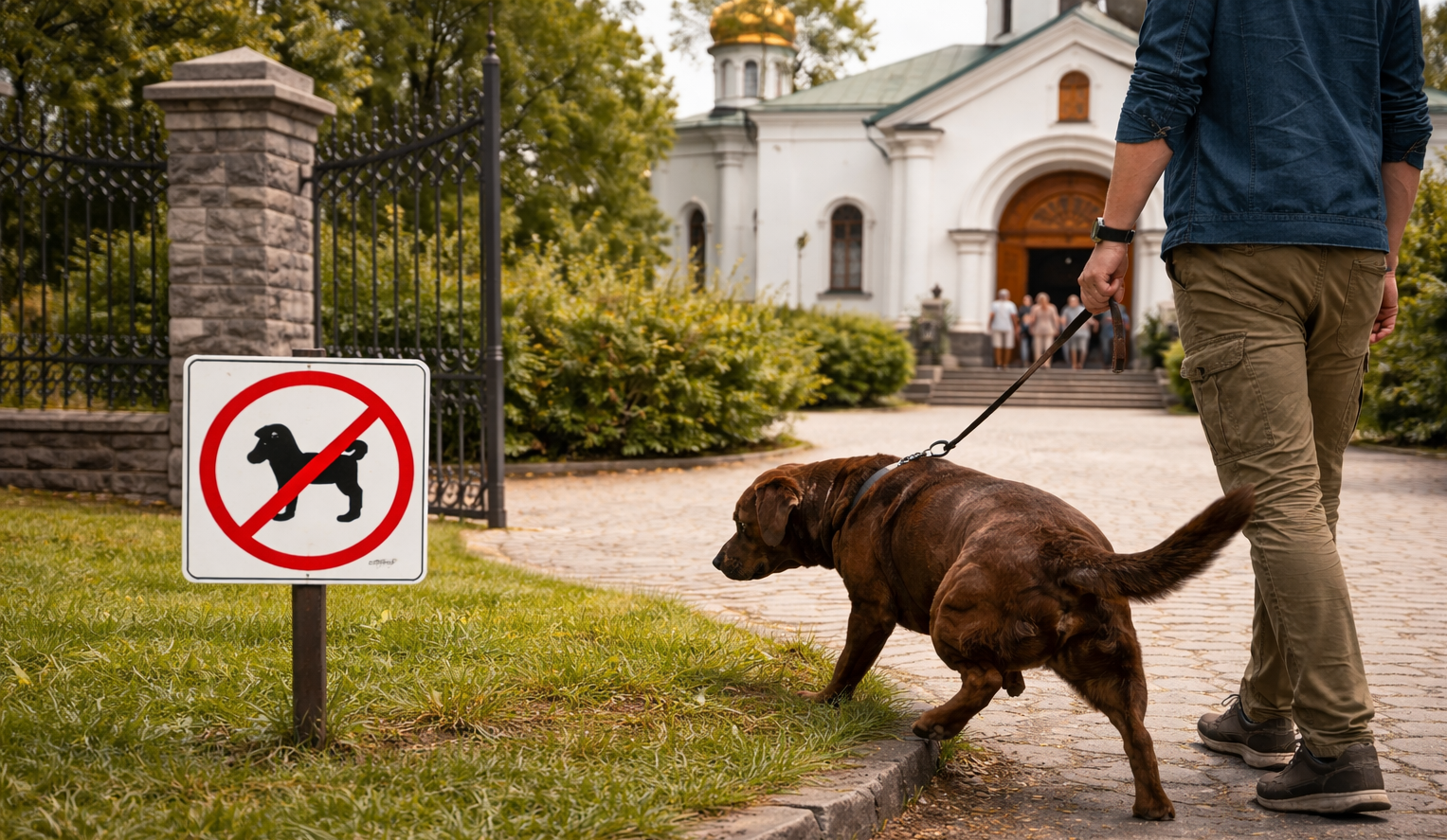 Собака у храма