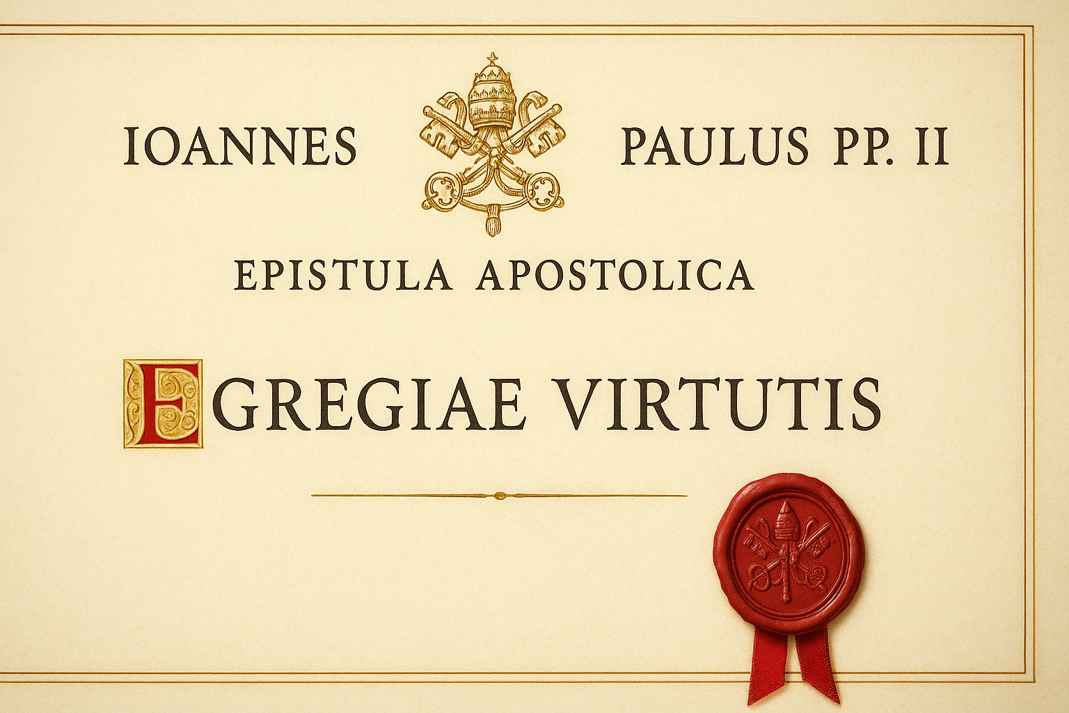 Apostolic Letter Egregiae Virtutis